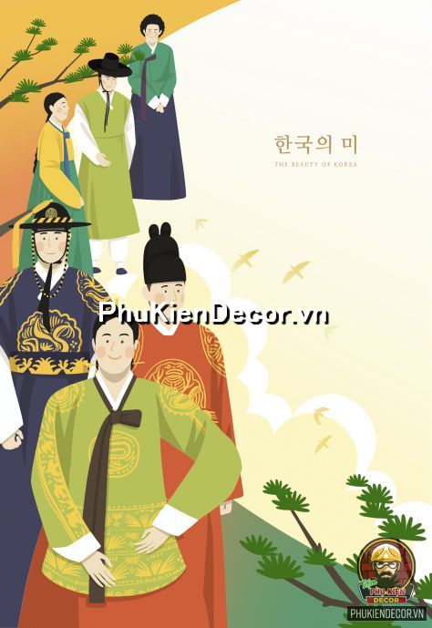 Tranh trang trí chủ đề về ăn hóa, con người đất nước Hàn Quốc xưa và nay  Tranh trang trí chủ đề về ăn hóa, con người đất nước Hàn Quốc xưa và nay