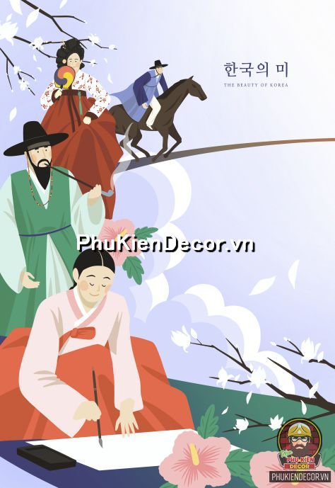 Tranh trang trí chủ đề về ăn hóa, con người đất nước Hàn Quốc xưa và nay  Tranh trang trí chủ đề về ăn hóa, con người đất nước Hàn Quốc xưa và nay