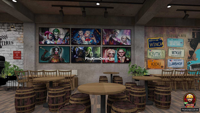 Tranh treo tường kiểu Joker trang trí Quán Tranh treo tường kiểu Joker trang trí Quán