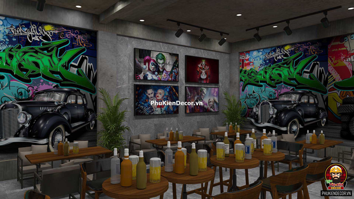 Tranh treo tường kiểu Joker trang trí Quán Tranh treo tường kiểu Joker trang trí Quán