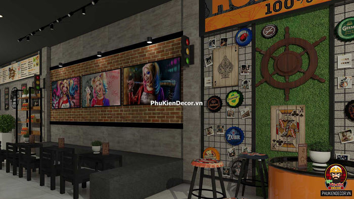 Tranh treo tường kiểu Joker trang trí Quán Tranh treo tường kiểu Joker trang trí Quán