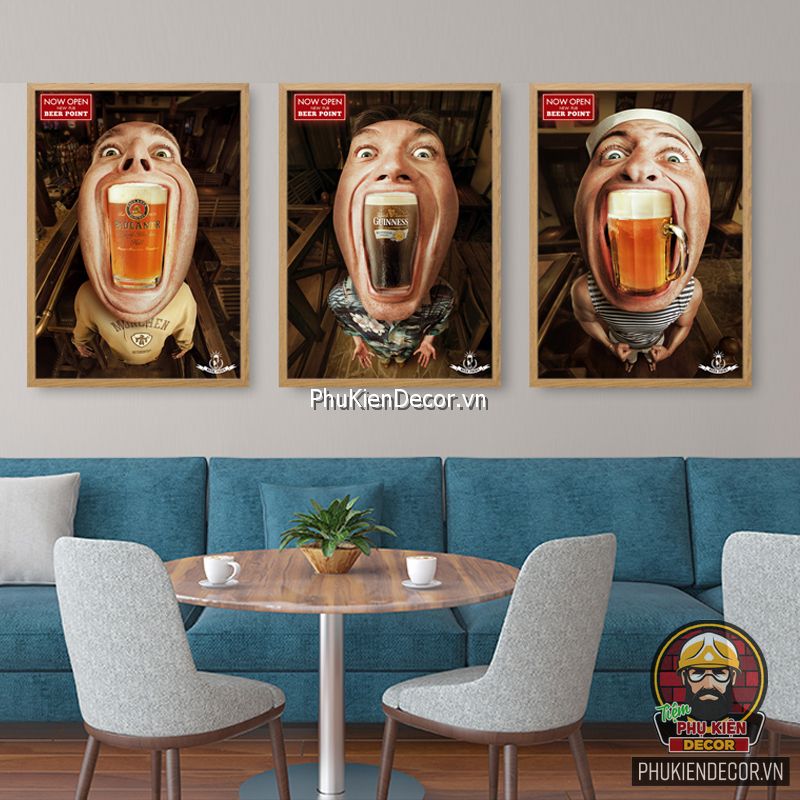 Tranh trang trí quán Bia, Nhậu hình Ly Bia và những người đàn Ông, vui nhộn, hài hước Tranh trang trí quán Bia, Nhậu hình Ly Bia và những người đàn Ông, vui nhộn, hài hước
