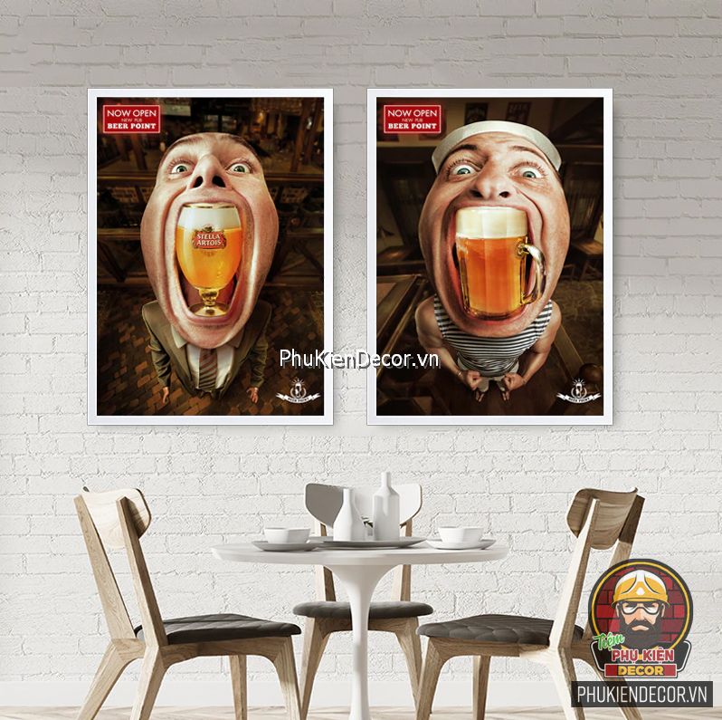 Tranh trang trí quán Bia, Nhậu hình Ly Bia và những người đàn Ông, vui nhộn, hài hước Tranh trang trí quán Bia, Nhậu hình Ly Bia và những người đàn Ông, vui nhộn, hài hước