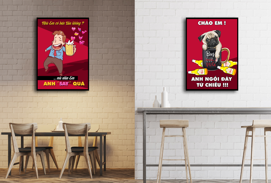 Tranh trang trí quán cafe, beer vui nhộn, hài hước  Tranh trang trí quán cafe, beer vui nhộn, hài hước
