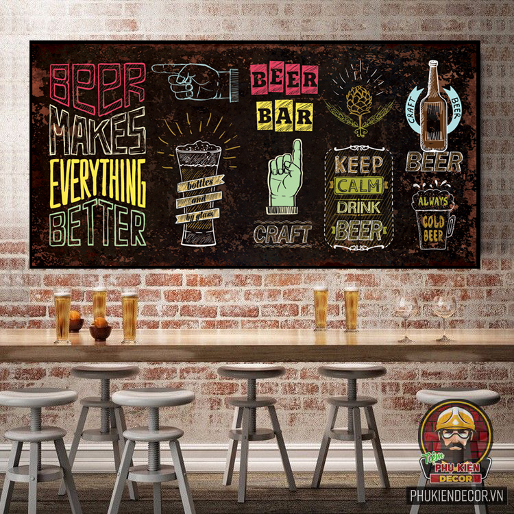 Tranh treo tường trang trí quán cafe, bia đặc trưng