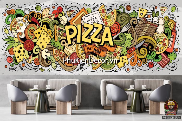 Tranh trang trí quán fastfood vui nhộn, dễ thương tạo sự thẩm mỹ cao  Tranh trang trí quán fastfood vui nhộn, dễ thương tạo sự thẩm mỹ cao
