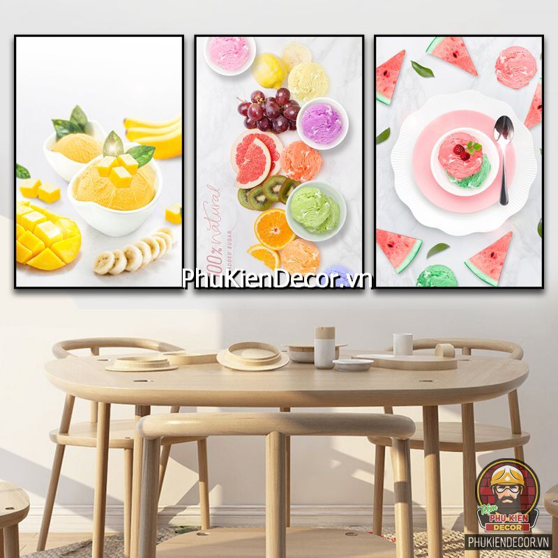 Tranh trang trí quán kem dễ thương mang phong cách trẻ trung, sinh động Tranh trang trí quán kem dễ thương mang phong cách trẻ trung, sinh động