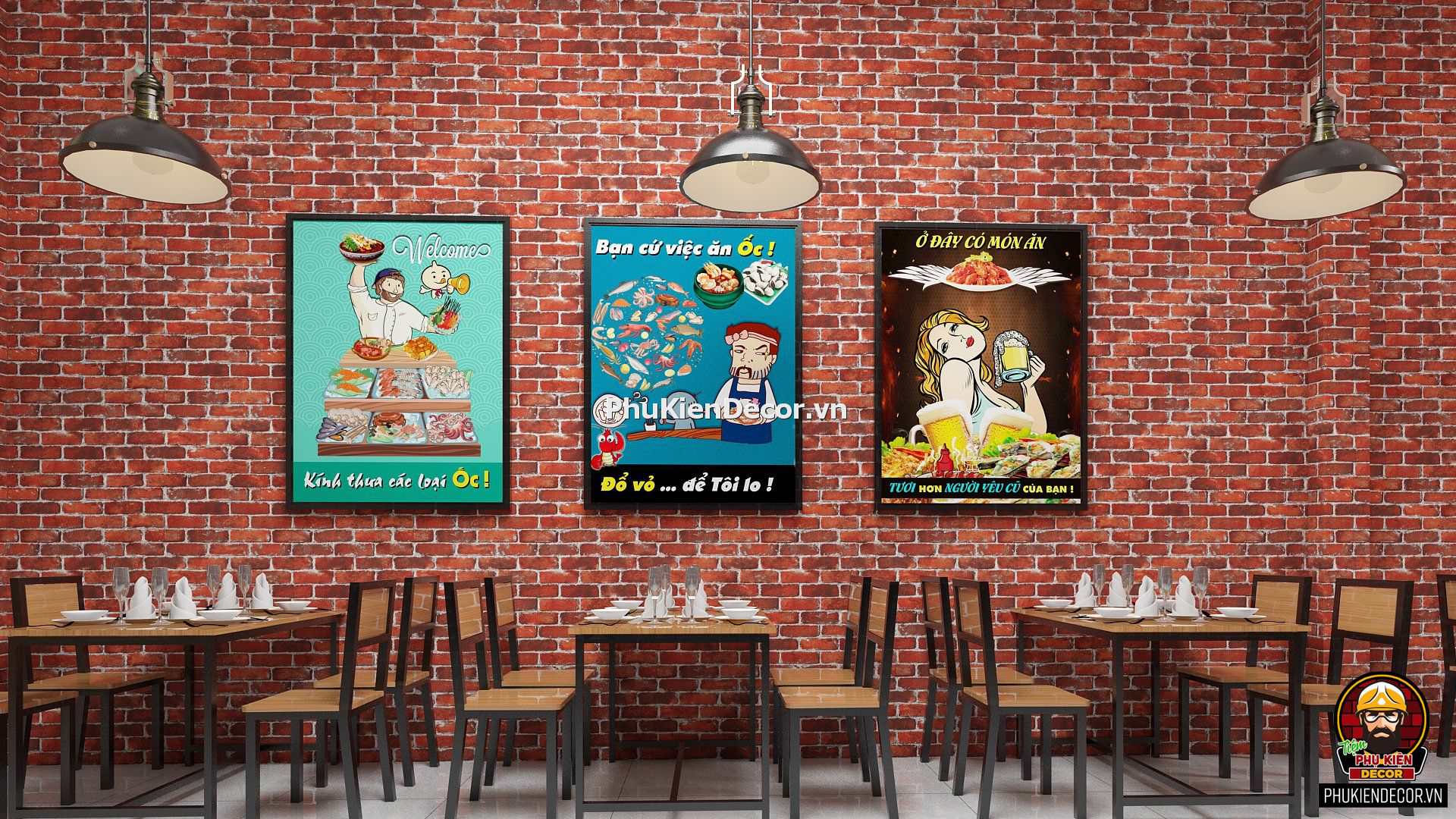 Tranh trang trí quán Ốc treo tường Tranh trang trí quán Ốc treo tường