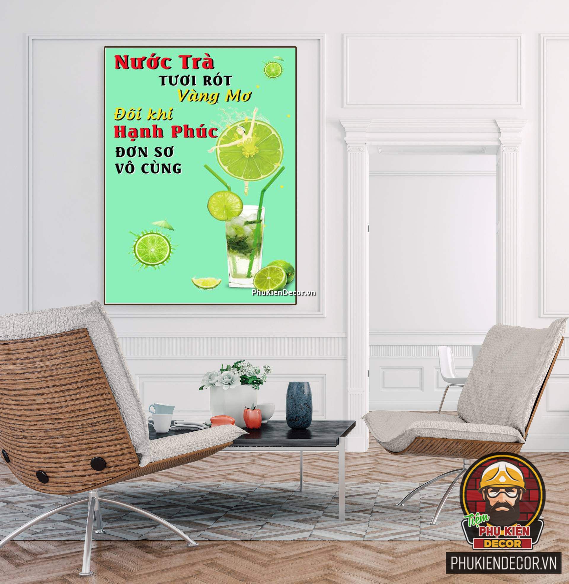 Hinh ảnh tranh treo tường tiệm trà chanh giản đơn Hinh ảnh tranh treo tường tiệm trà chanh giản đơn