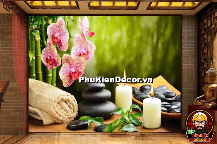 Tranh trang trí spa về hoa và thiên nhiên tạo không gian mở, đẹp, gần gũi