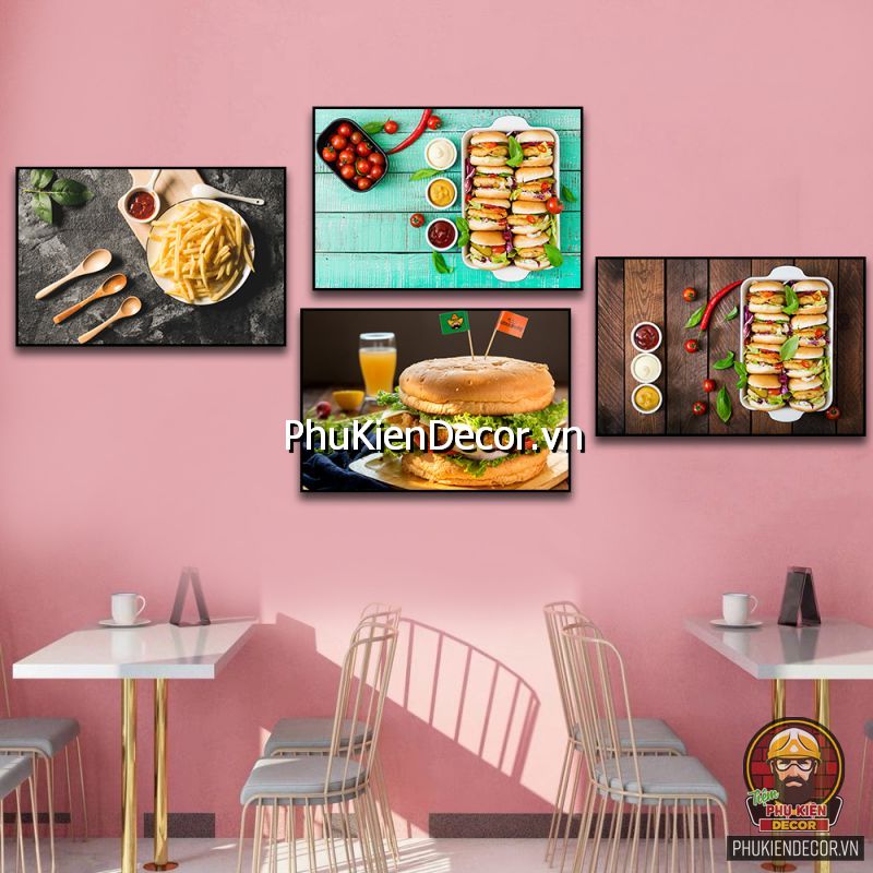 Cách trang trí tranh treo bánh hamburger tạo ấn tượng trong mắt khách hàng Cách trang trí tranh treo bánh hamburger tạo ấn tượng trong mắt khách hàng