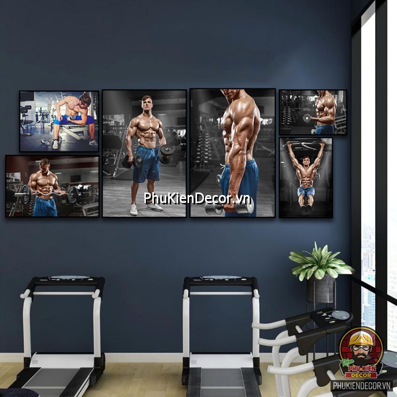 Sử dụng tranh treo phòng tập gym phong cách đương đại, tối giản Sử dụng tranh treo phòng tập gym phong cách đương đại, tối giản