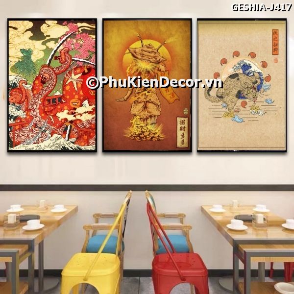 Tranh treo tường trang trí quán phong cách Nhật chủ đề thần thoại cổ tích kết hợp Geishia mang vẻ đẹp huyền bí Tranh treo tường trang trí quán phong cách Nhật chủ đề thần thoại cổ tích kết hợp Geishia mang vẻ đẹp huyền bí