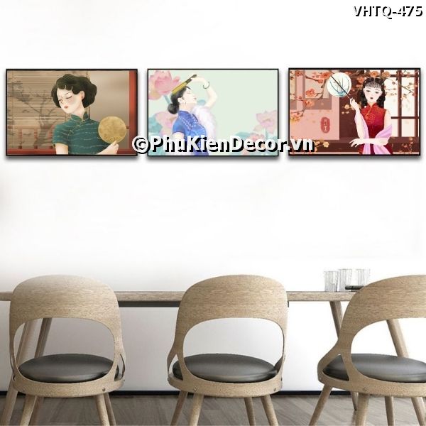 Tranh trang trí quán ăn - nhà hàng Trung Quốc phong cách những cô gái cùng sườn xám mang đậm nét đẹp văn hóa truyền thống Tranh trang trí quán ăn - nhà hàng Trung Quốc phong cách những cô gái cùng sườn xám mang đậm nét đẹp văn hóa truyền thống