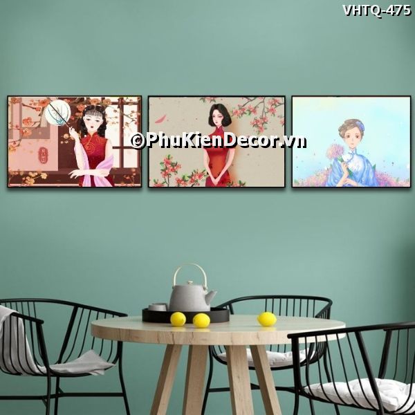 Tranh trang trí quán ăn - nhà hàng Trung Quốc phong cách những cô gái cùng sườn xám mang đậm nét đẹp văn hóa truyền thống Tranh trang trí quán ăn - nhà hàng Trung Quốc phong cách những cô gái cùng sườn xám mang đậm nét đẹp văn hóa truyền thống