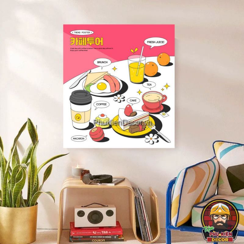 Tranh treo tường 3D phong cách Hàn Quốc trẻ trung, năng động dành cho các quán cà phê, trà đạo Tranh treo tường 3D phong cách Hàn Quốc trẻ trung, năng động dành cho các quán cà phê, trà đạo