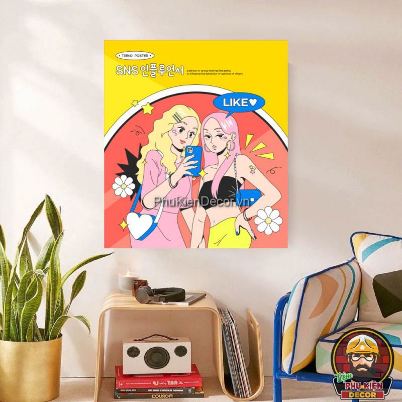 Tranh treo tường 3D phong cách Hàn Quốc trẻ trung, năng động dành cho các quán cà phê, trà đạo Tranh treo tường 3D phong cách Hàn Quốc trẻ trung, năng động dành cho các quán cà phê, trà đạo