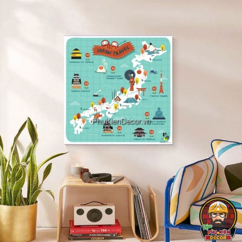 Tranh treo tường kết hợp với tranh dán tường phong cách Nhật Bản một cách hài hòa Tranh treo tường kết hợp với tranh dán tường phong cách Nhật Bản một cách hài hòa