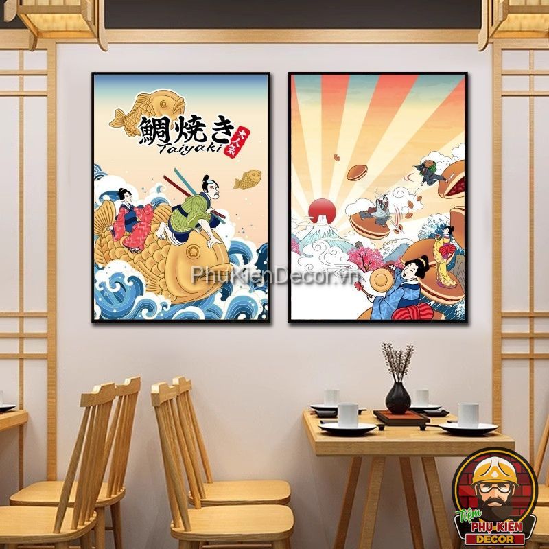 Tranh treo tường kết hợp với tranh dán tường phong cách Nhật Bản một cách hài hòa Tranh treo tường kết hợp với tranh dán tường phong cách Nhật Bản một cách hài hòa