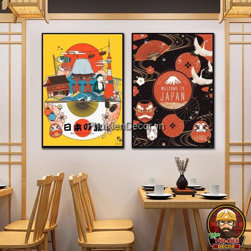 Tranh treo tường kết hợp với tranh dán tường phong cách Nhật Bản một cách hài hòa Tranh treo tường kết hợp với tranh dán tường phong cách Nhật Bản một cách hài hòa