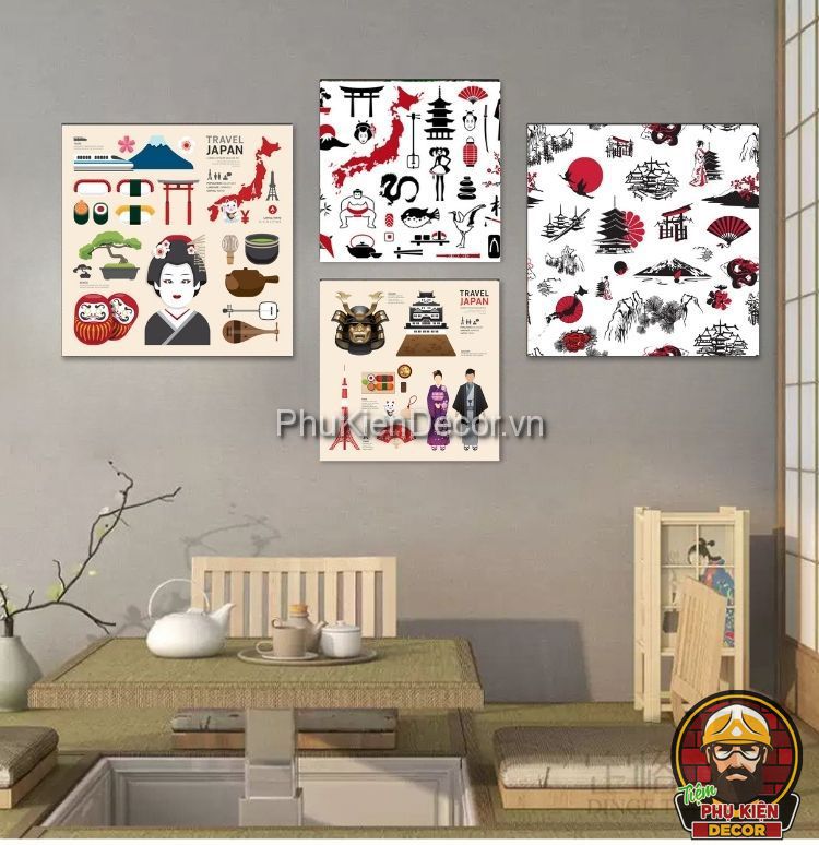 Tranh treo tường và tranh dán tường kết hợp vô cùng hài hòa và mới lạ Tranh treo tường và tranh dán tường kết hợp vô cùng hài hòa và mới lạ