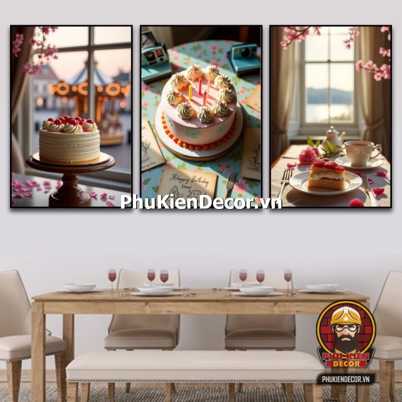 Trang trí tranh treo tường cửa hàng bánh kem phong cách Vintage Trang trí tranh treo tường cửa hàng bánh kem phong cách Vintage