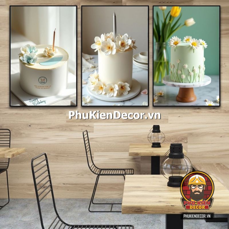 Trang trí tranh treo tường cửa hàng bánh kem thanh lịch và sang trọng Trang trí tranh treo tường cửa hàng bánh kem thanh lịch và sang trọng