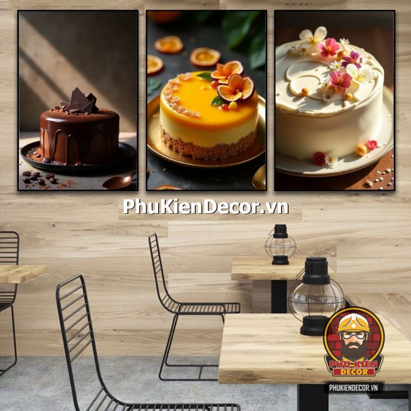 Trang trí tranh treo tường cửa hàng bánh kem phong cách Vintage Trang trí tranh treo tường cửa hàng bánh kem phong cách Vintage