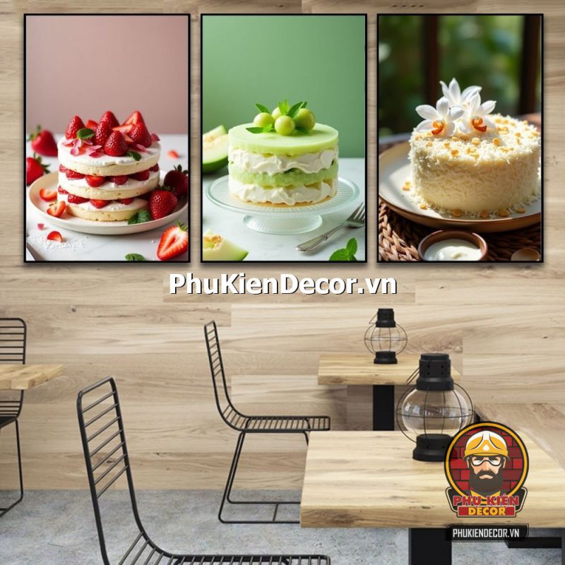 Trang trí tranh treo tường cửa hàng bánh kem phong cách Vintage Trang trí tranh treo tường cửa hàng bánh kem phong cách Vintage