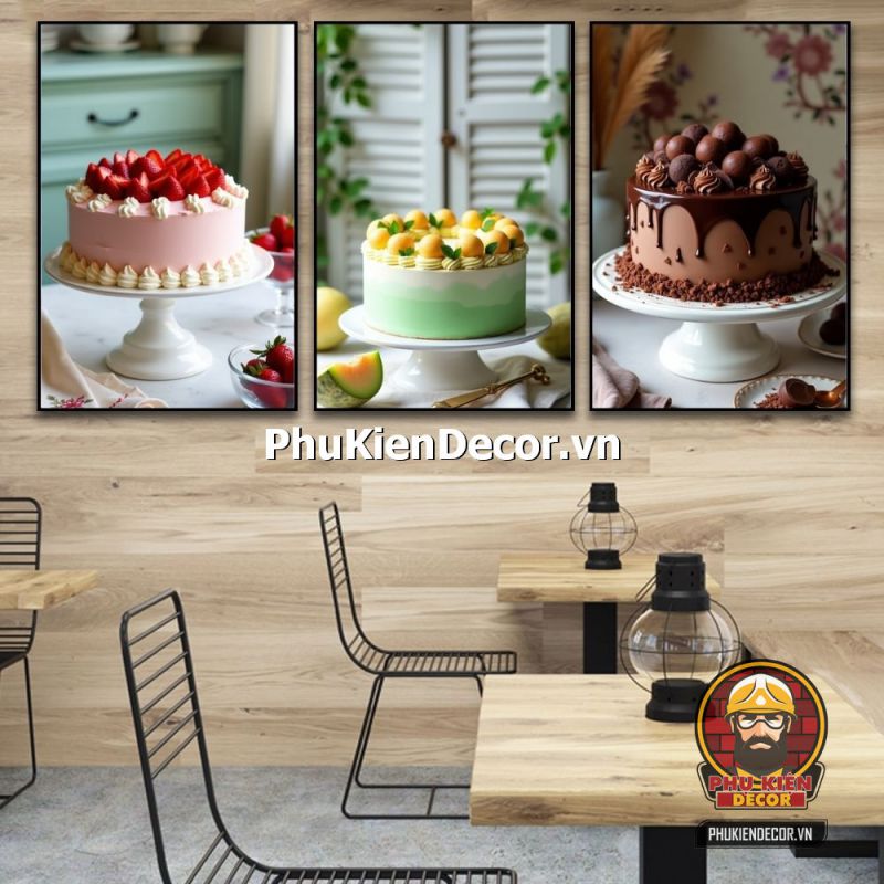 Trang trí tranh treo tường cửa hàng bánh kem phong cách Vintage Trang trí tranh treo tường cửa hàng bánh kem phong cách Vintage