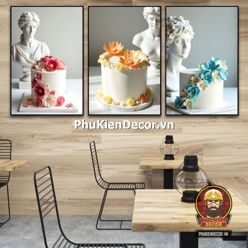 Trang trí tranh treo tường cửa hàng bánh kem thanh lịch và sang trọng Trang trí tranh treo tường cửa hàng bánh kem thanh lịch và sang trọng