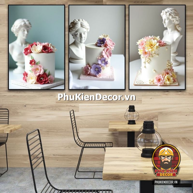 Trang trí tranh treo tường cửa hàng bánh kem thanh lịch và sang trọng Trang trí tranh treo tường cửa hàng bánh kem thanh lịch và sang trọng