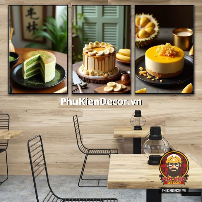 Trang trí tranh treo tường cửa hàng bánh kem phong cách Vintage Trang trí tranh treo tường cửa hàng bánh kem phong cách Vintage