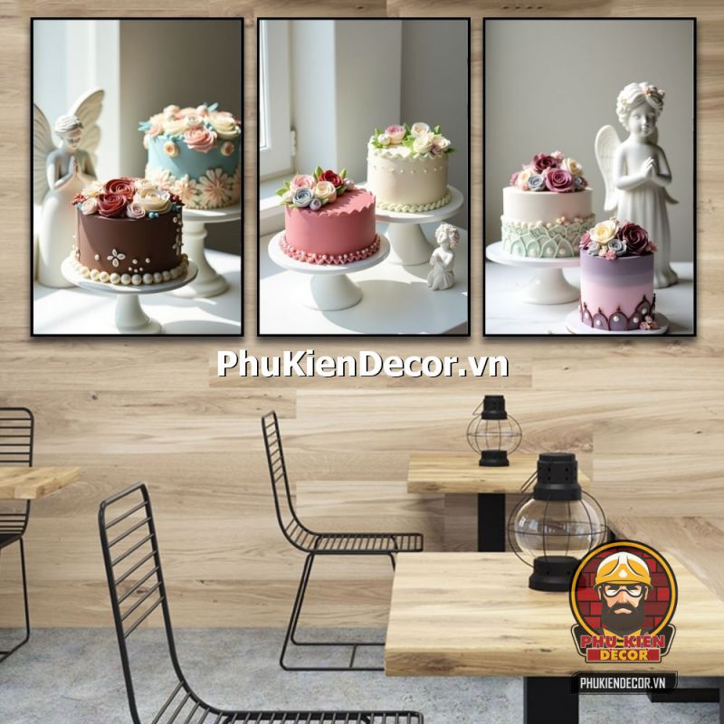 Trang trí tranh treo tường cửa hàng bánh kem thanh lịch và sang trọng Trang trí tranh treo tường cửa hàng bánh kem thanh lịch và sang trọng