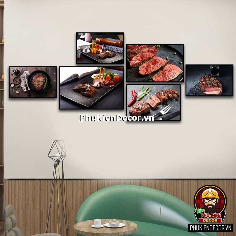 Tranh treo tường bộ 6 bức trang trí quán bò bít tết đa dạng phong phú tạo điểm nhấn nổi bật, khác biệt Tranh treo tường bộ 6 bức trang trí quán bò bít tết đa dạng phong phú tạo điểm nhấn nổi bật, khác biệt