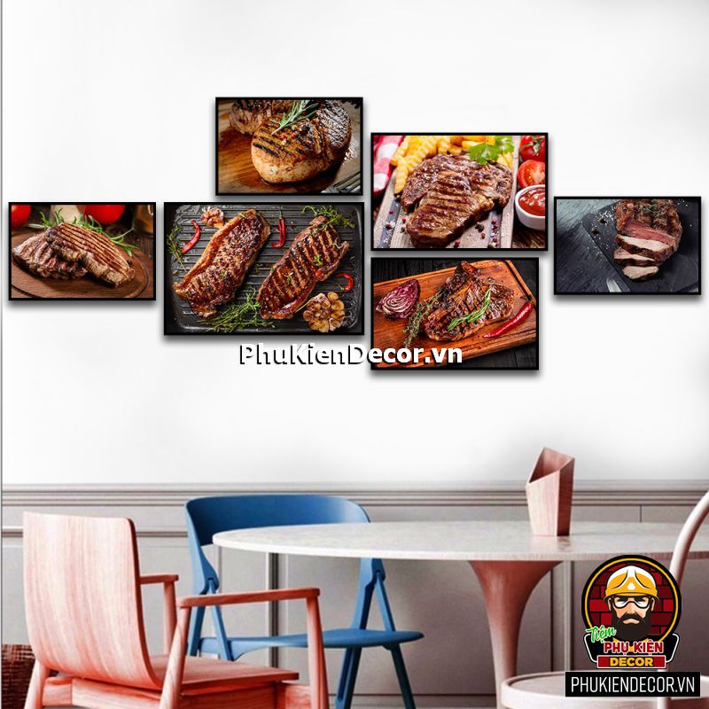 Tranh treo tường bộ 6 bức trang trí quán bò bít tết đa dạng phong phú tạo điểm nhấn nổi bật, khác biệt Tranh treo tường bộ 6 bức trang trí quán bò bít tết đa dạng phong phú tạo điểm nhấn nổi bật, khác biệt