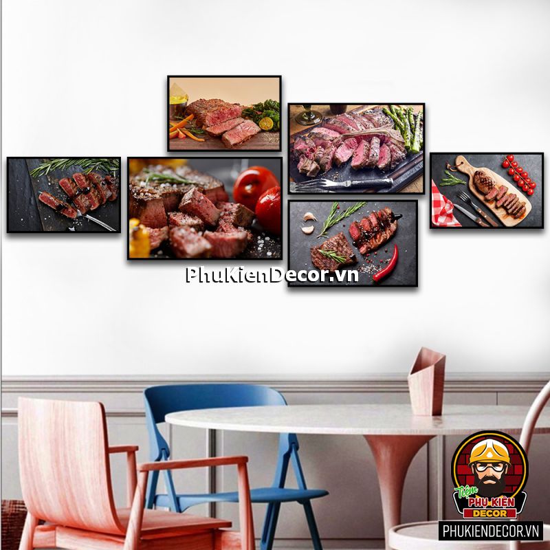 Tranh treo tường bộ 6 bức trang trí quán bò bít tết đa dạng phong phú tạo điểm nhấn nổi bật, khác biệt Tranh treo tường bộ 6 bức trang trí quán bò bít tết đa dạng phong phú tạo điểm nhấn nổi bật, khác biệt