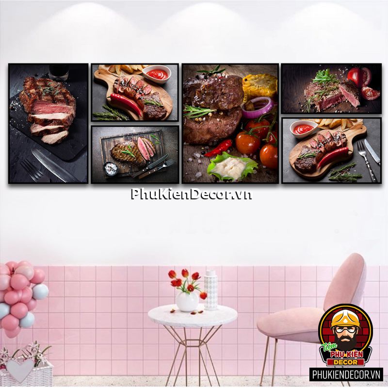 Tranh treo tường bộ 6 bức trang trí quán bò bít tết đa dạng phong phú tạo điểm nhấn nổi bật, khác biệt Tranh treo tường bộ 6 bức trang trí quán bò bít tết đa dạng phong phú tạo điểm nhấn nổi bật, khác biệt