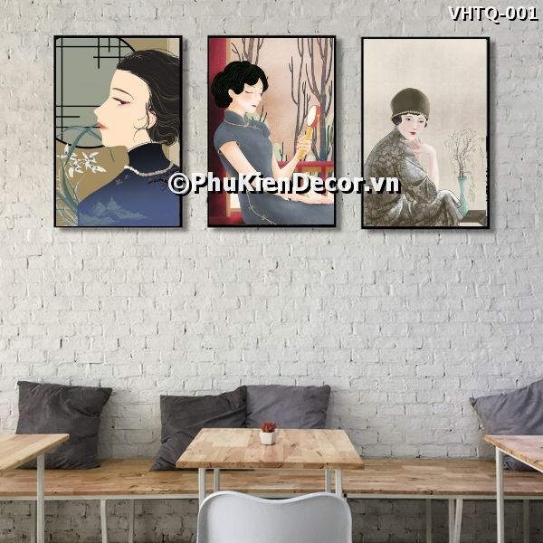 Tranh treo tường những cô gái dịu dàng, đằm thắm trong trang phục sườn xám biểu tượng cho văn hóa Trung Quốc Tranh treo tường những cô gái dịu dàng, đằm thắm trong trang phục sườn xám biểu tượng cho văn hóa Trung Quốc