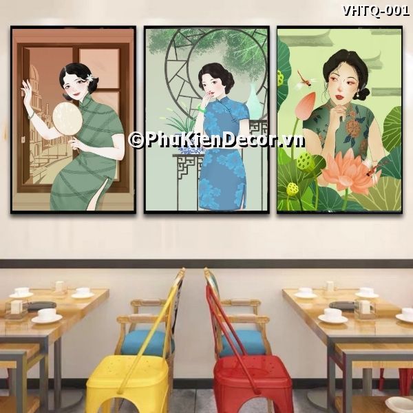 Tranh treo tường những cô gái dịu dàng, đằm thắm trong trang phục sườn xám biểu tượng cho văn hóa Trung Quốc Tranh treo tường những cô gái dịu dàng, đằm thắm trong trang phục sườn xám biểu tượng cho văn hóa Trung Quốc