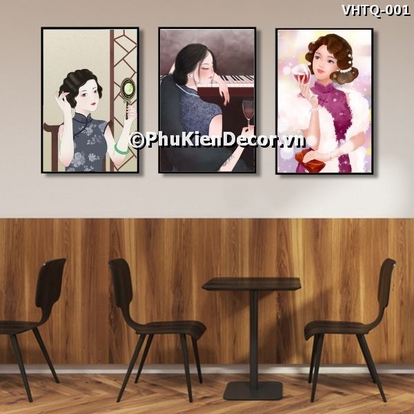 Tranh treo tường những cô gái dịu dàng, đằm thắm trong trang phục sườn xám biểu tượng cho văn hóa Trung Quốc Tranh treo tường những cô gái dịu dàng, đằm thắm trong trang phục sườn xám biểu tượng cho văn hóa Trung Quốc