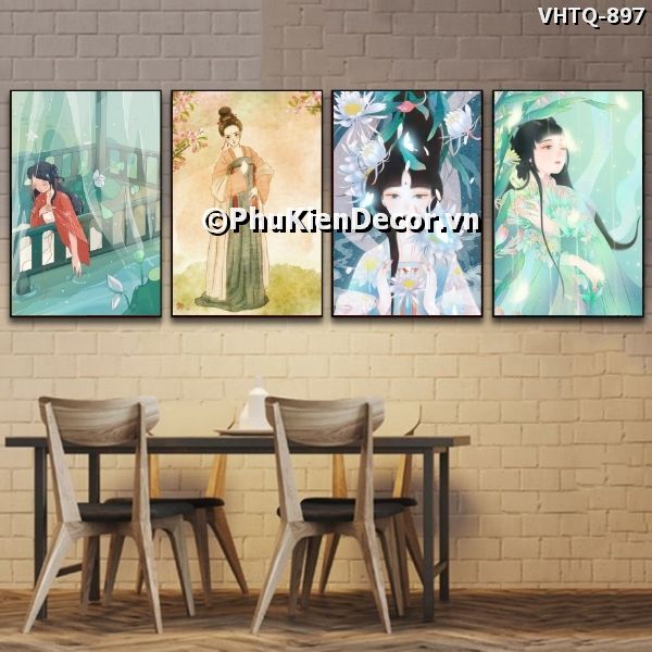 Tranh các cô nương cổ trang Trung Quốc tô điểm không gian ấn tượng, thu hút Tranh các cô nương cổ trang Trung Quốc tô điểm không gian ấn tượng, thu hút