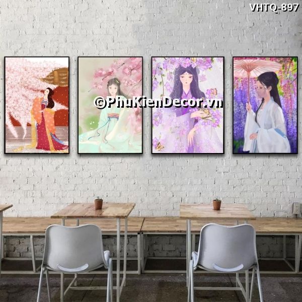 Tranh các cô nương cổ trang Trung Quốc tô điểm không gian ấn tượng, thu hút Tranh các cô nương cổ trang Trung Quốc tô điểm không gian ấn tượng, thu hút