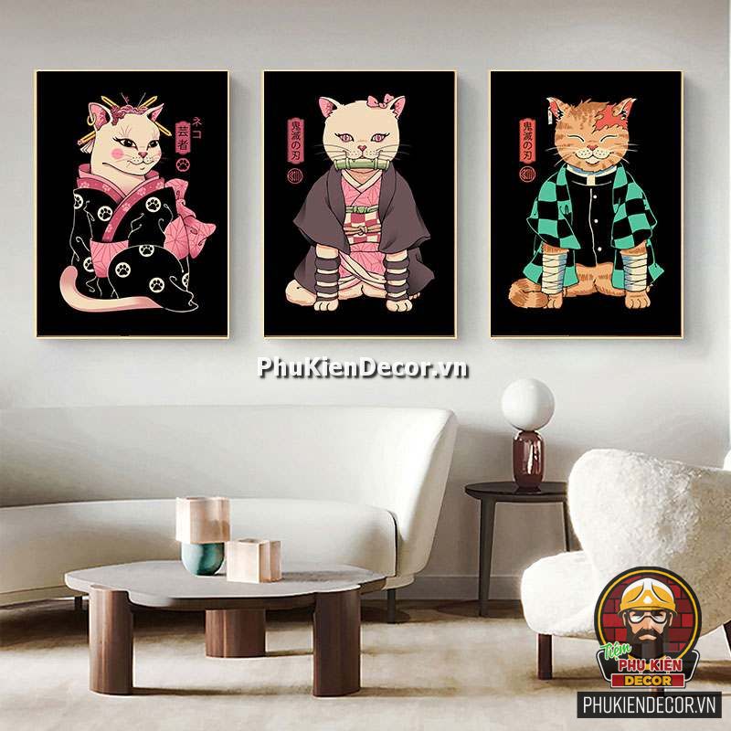 Tranh treo tường chú Mèo phong cách Nhật Bản Tranh treo tường chú Mèo phong cách Nhật Bản