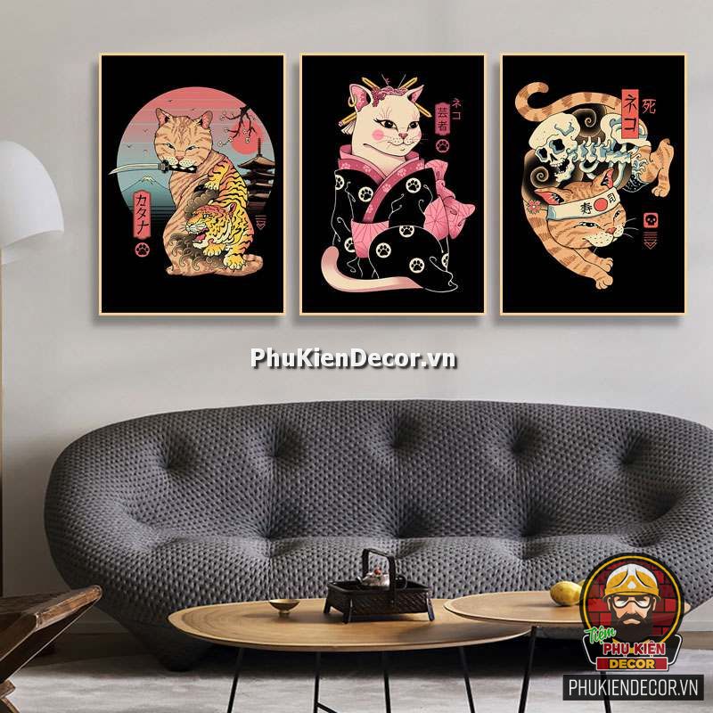 Tranh treo tường chú Mèo phong cách Nhật Bản Tranh treo tường chú Mèo phong cách Nhật Bản