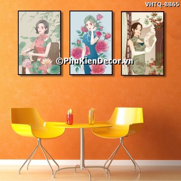 Tranh trang trí phong cách Trung Quốc những cố gái trong bộ sườn xám quyến rũ, cuốn hút Tranh trang trí phong cách Trung Quốc những cố gái trong bộ sườn xám quyến rũ, cuốn hút