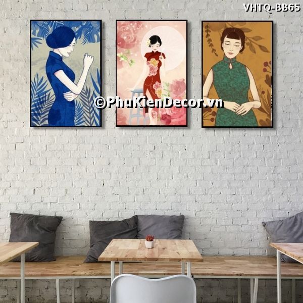 Tranh trang trí phong cách Trung Quốc những cố gái trong bộ sườn xám quyến rũ, cuốn hút Tranh trang trí phong cách Trung Quốc những cố gái trong bộ sườn xám quyến rũ, cuốn hút