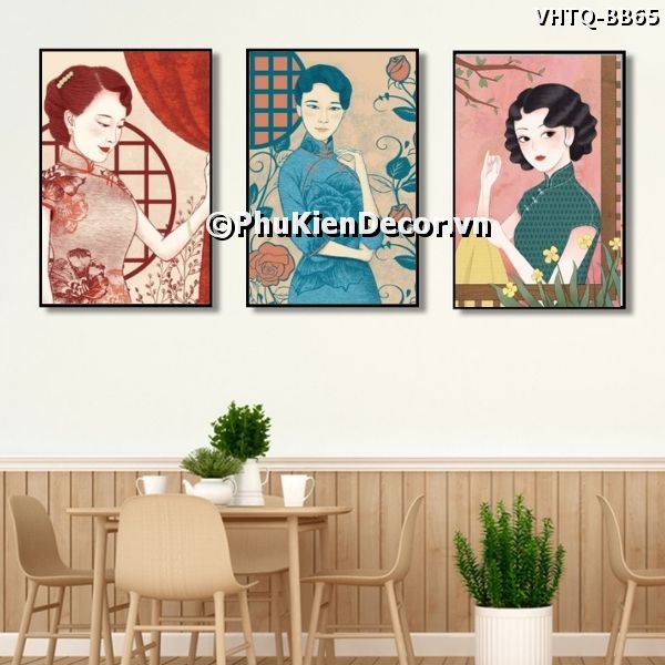 Tranh trang trí phong cách Trung Quốc những cố gái trong bộ sườn xám quyến rũ, cuốn hút Tranh trang trí phong cách Trung Quốc những cố gái trong bộ sườn xám quyến rũ, cuốn hút