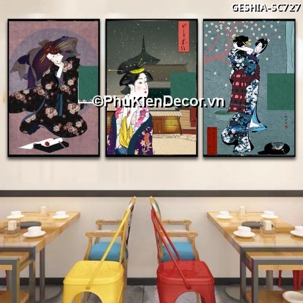 Tranh treo tường trang trí quán nhà hàng Nhật Bản phong cách Geishia toát đầy vẻ đẹp quyến rũ, khí chất  Tranh treo tường trang trí quán nhà hàng Nhật Bản phong cách Geishia toát đầy vẻ đẹp quyến rũ, khí chất