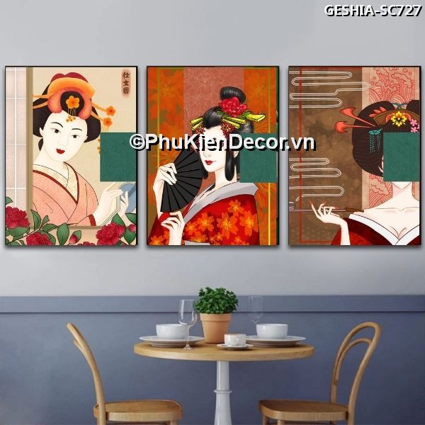 Tranh treo tường trang trí quán nhà hàng Nhật Bản phong cách Geishia toát đầy vẻ đẹp quyến rũ, khí chất  Tranh treo tường trang trí quán nhà hàng Nhật Bản phong cách Geishia toát đầy vẻ đẹp quyến rũ, khí chất